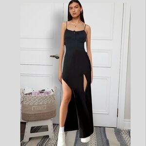 True Vintage 90's/Y2K Smart Set Black Maxi Dress with slits